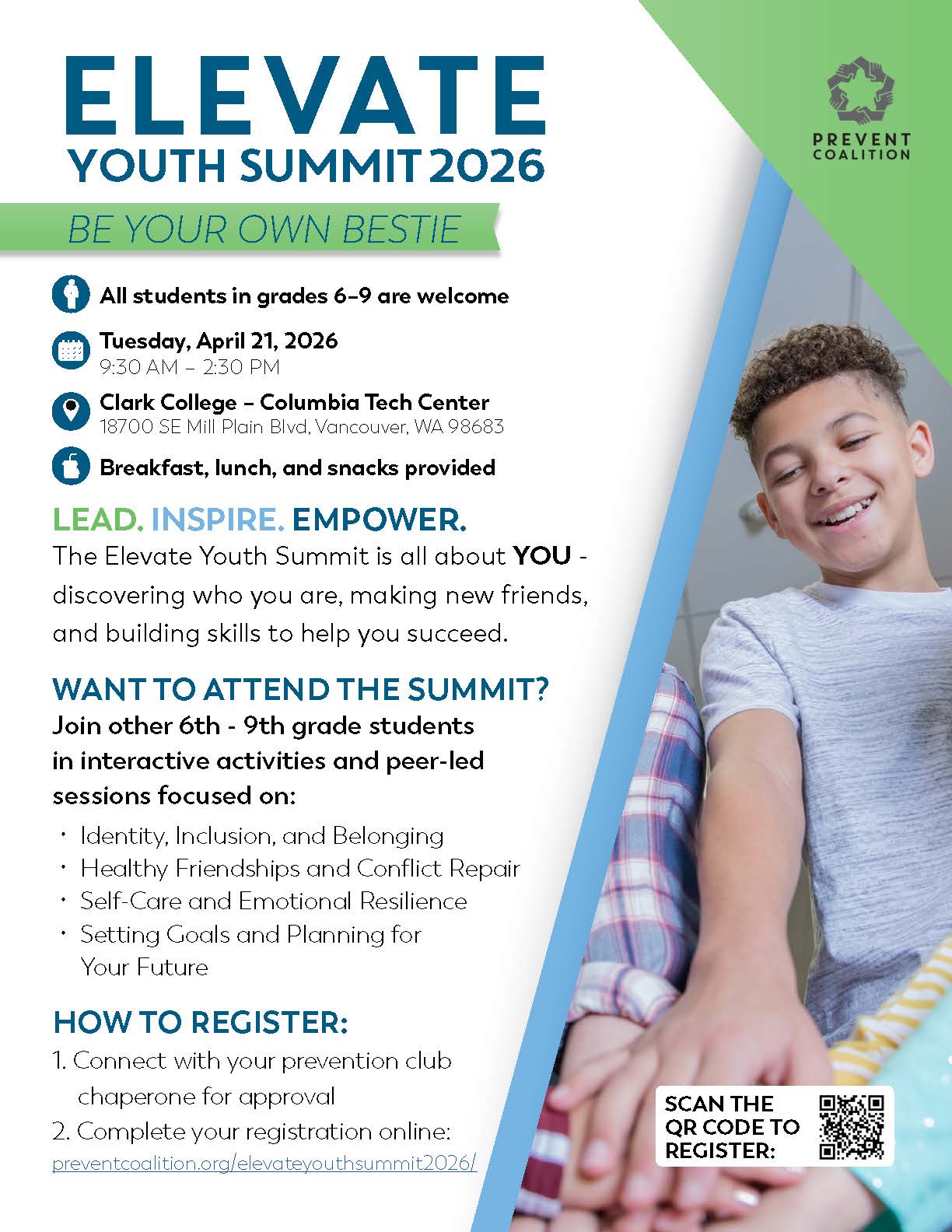 Image of Elevate Youth Summit middle school flyer